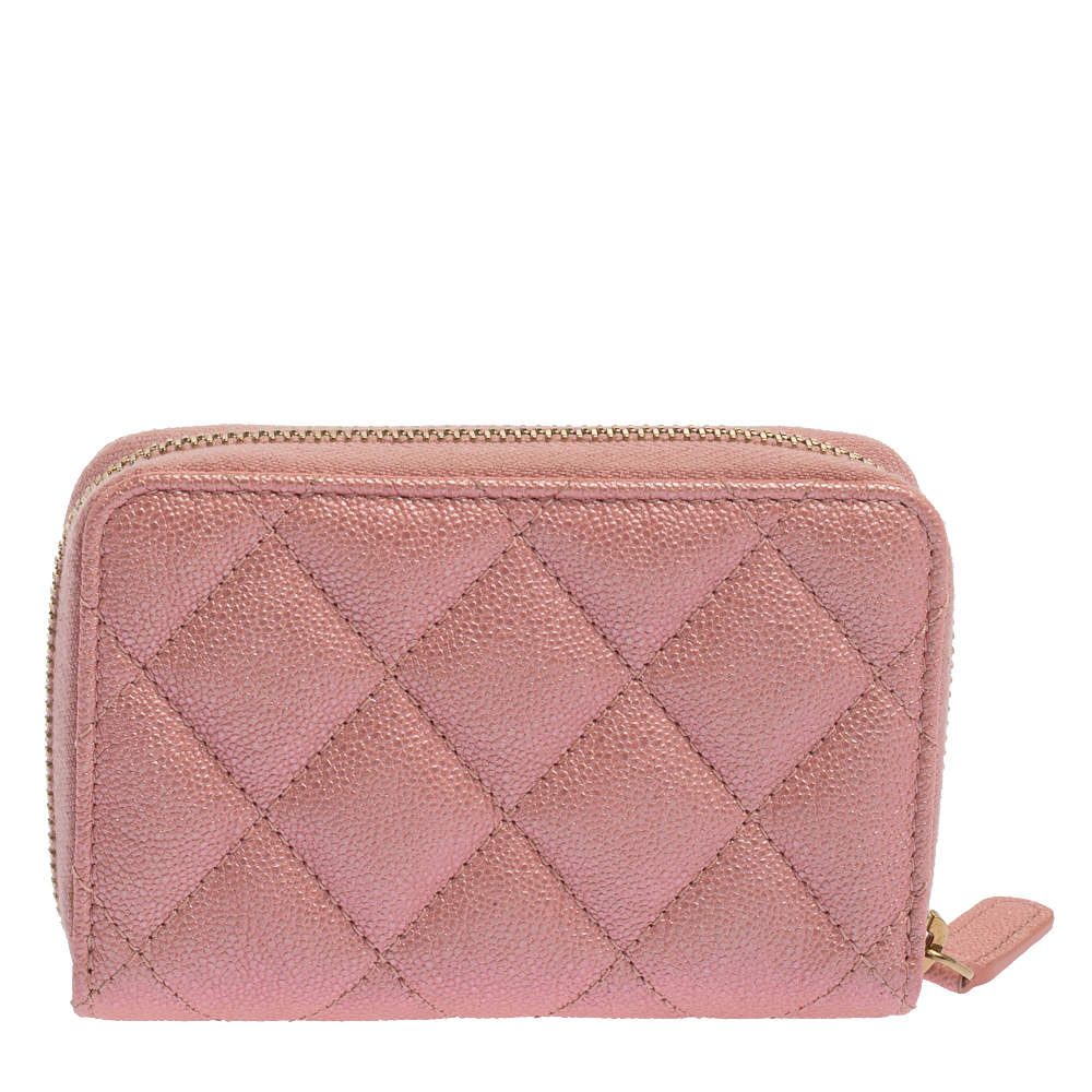 CHANEL 22C Pink Caviar Zip Coin Purse/ Card Holder *New - Timeless