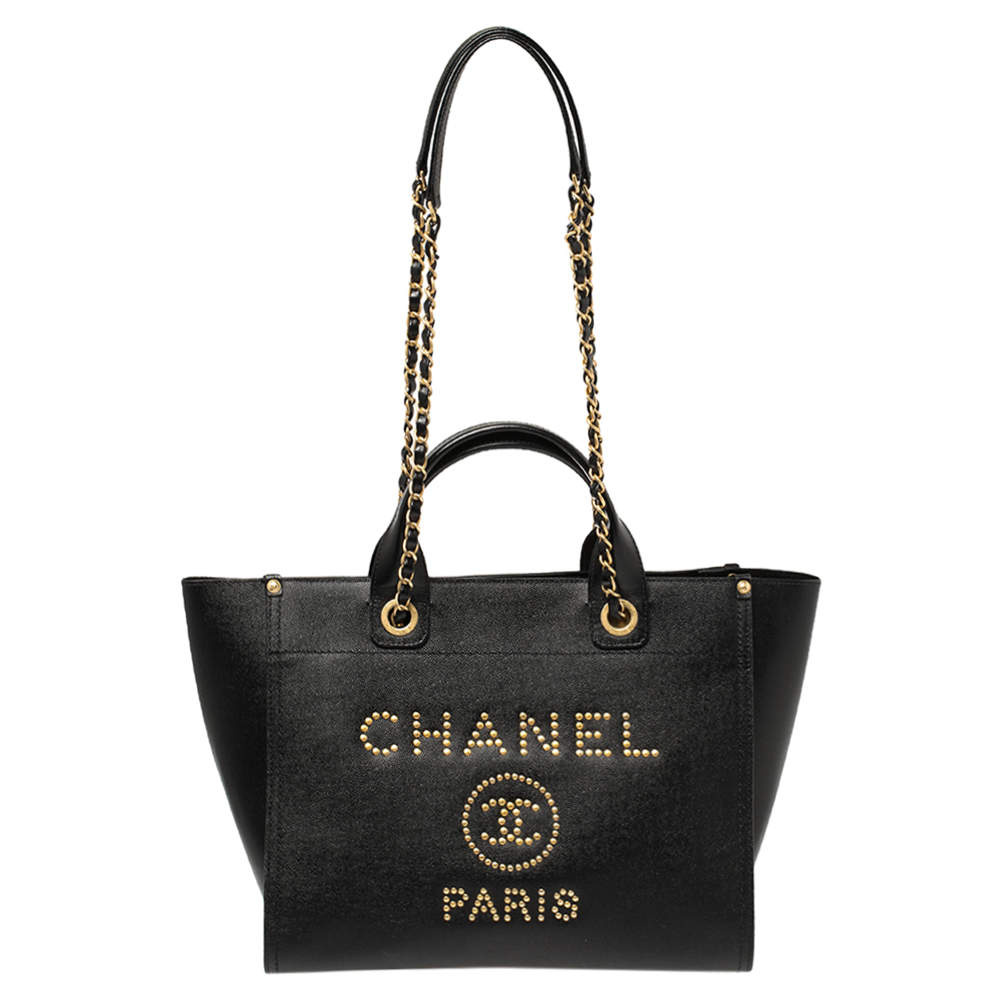 Chanel Black Caviar Leather Small Studded Deauville Tote Chanel | TLC