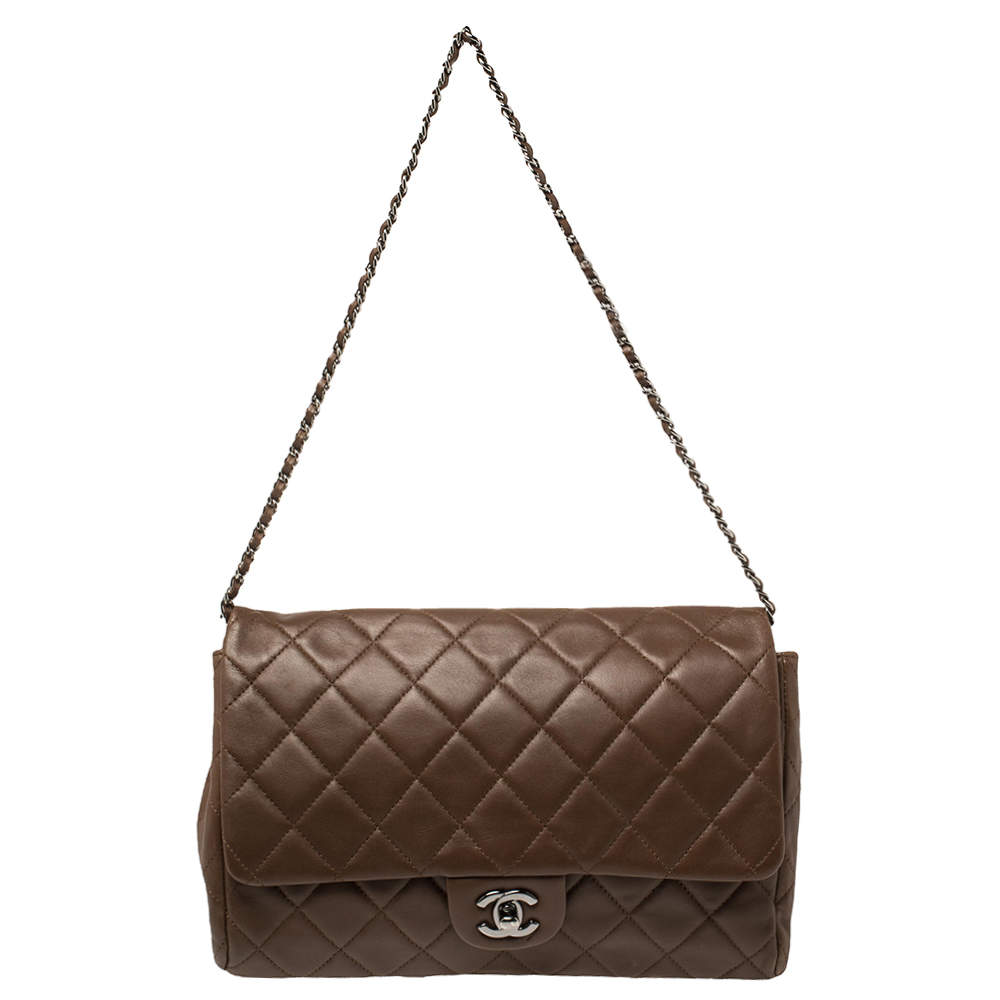 مملوكة مسبقًا Chanel Dark Brown Quilted Leather Single Flap Bag
