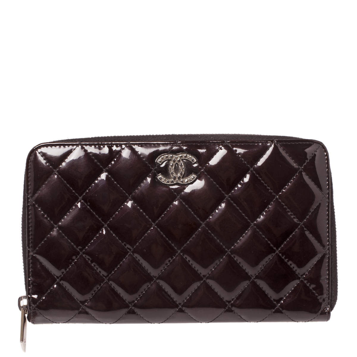 Red Chanel Brilliant Patent Zip Around Wallet