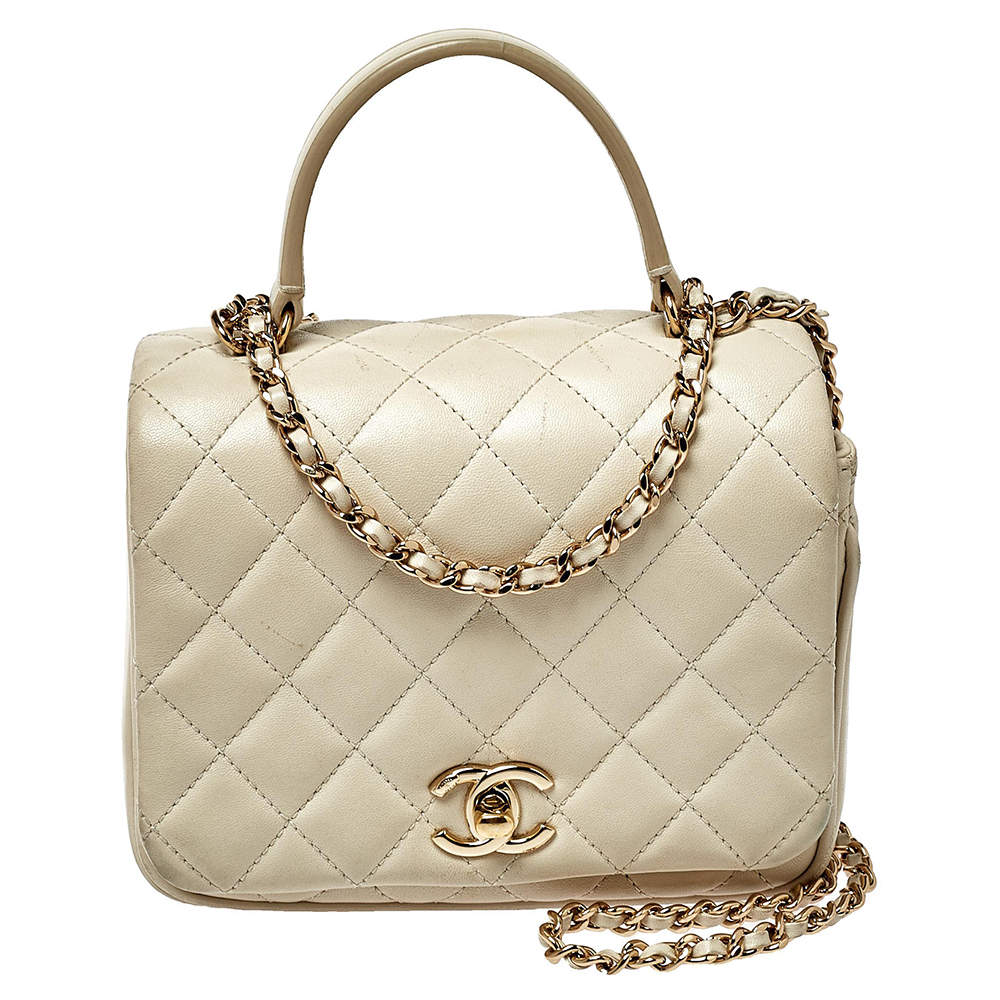 Chanel Off White Quilted Leather Mini Citizen Chic Flap Bag