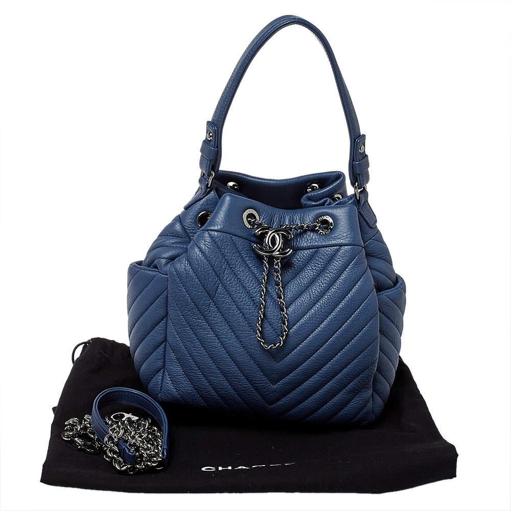 Chanel chevron bucket online bag