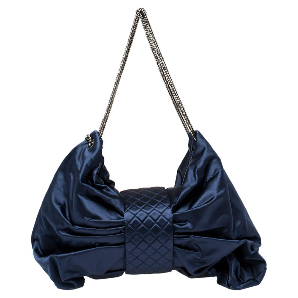 Chanel Blue Satin 2.55 Reissue Ribbon Shoulder Bag