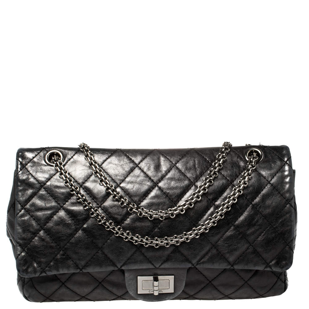 Chanel Metallic Black Quilted Leather Reissue 2.55 Classic 227 Classic Flap Bag