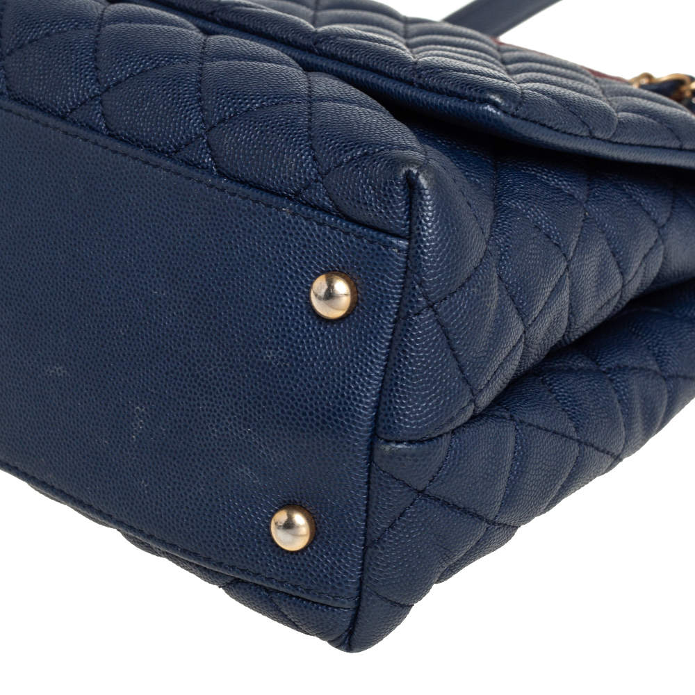 Coco handle leather handbag Chanel Navy in Leather - 21347103