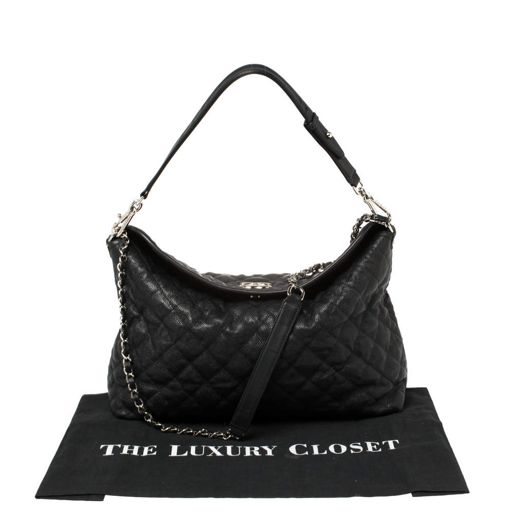 Chanel Black Quilted Caviar Leather French Riviera Bag Chanel