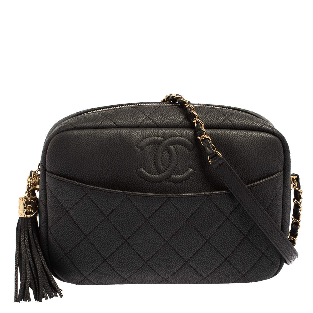 Chanel Dark Grey Quilted Matte Caviar Leather Coco Camera Case Bag Chanel |  TLC