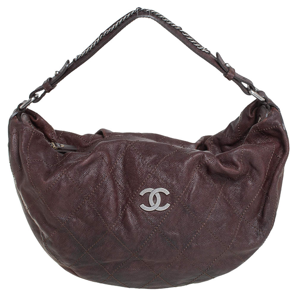 مملوكة مسبقًا Chanel Dark Brown Caviar Leather Outdoor Ligne Hobo