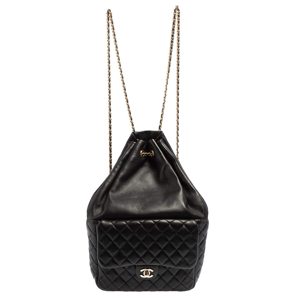 Pre Owned Chanel Black Quilted Leather Seoul Backpack