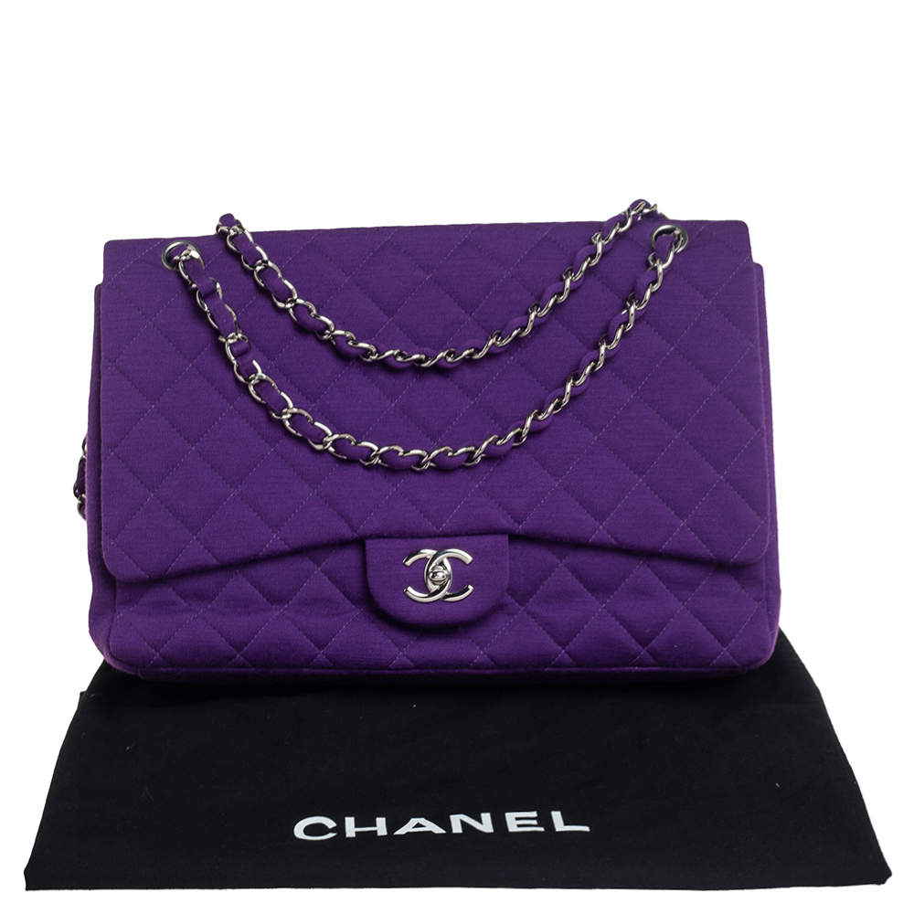 Chanel Purple Quilted Jersey Maxi Classic Single Flap Bag Chanel