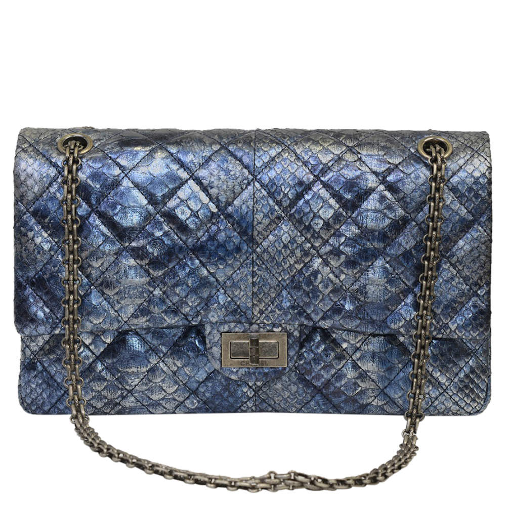 Chanel Metallic Blue Python Leather 226 Reissue 2.55 Double Flap Bag