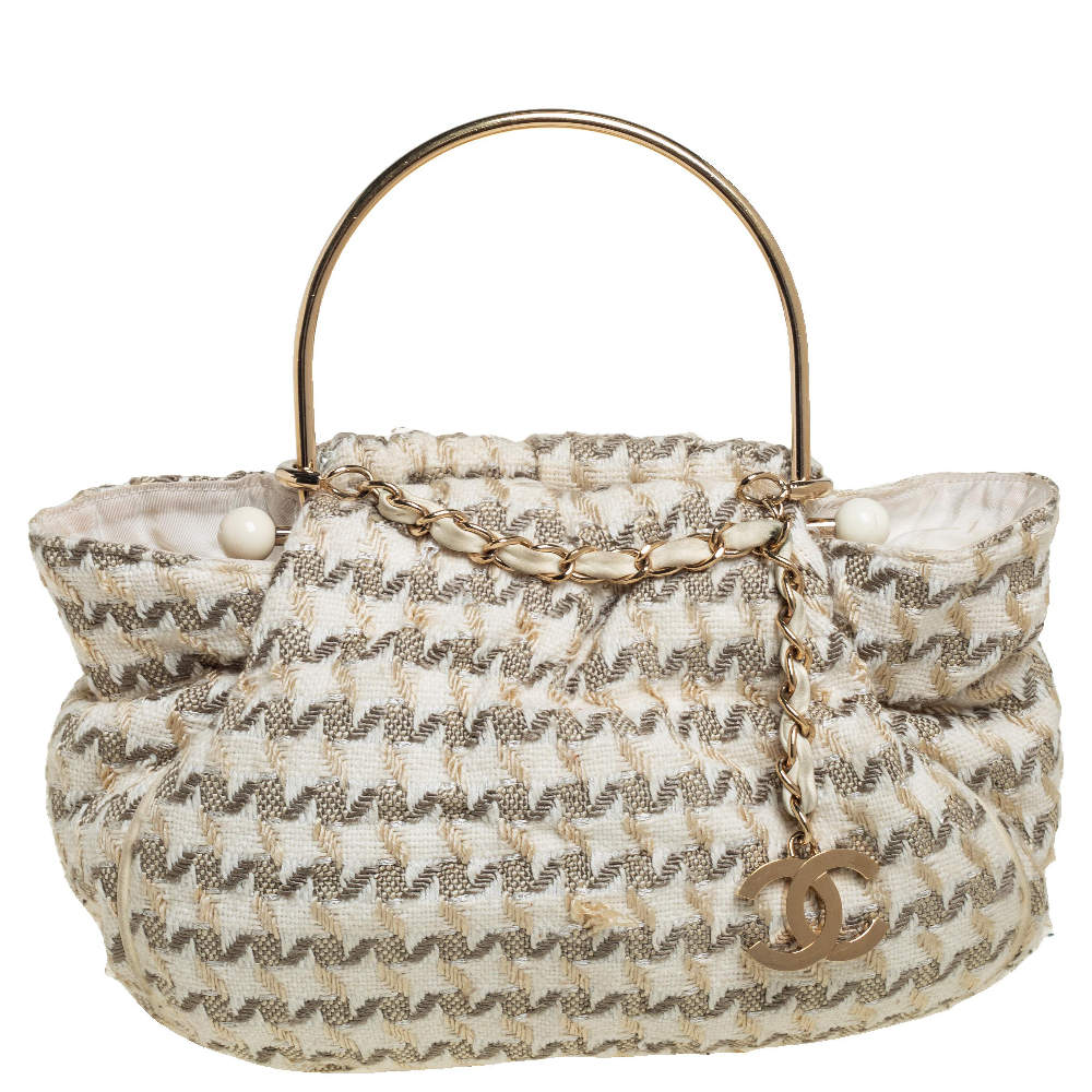 Pre Owned Chanel Multicolor Tweed CC Boucle Knitting Bag