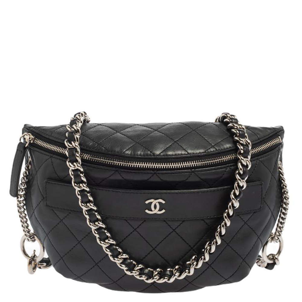 مملوكة مسبقًا Chanel Black Quilted Leather Halfmoon Bag