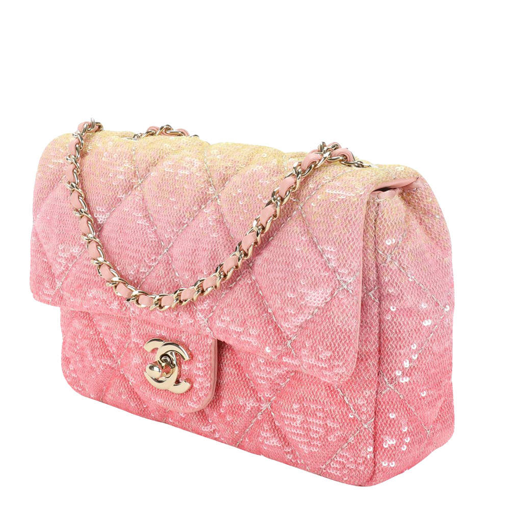 chanel pink sequin bag