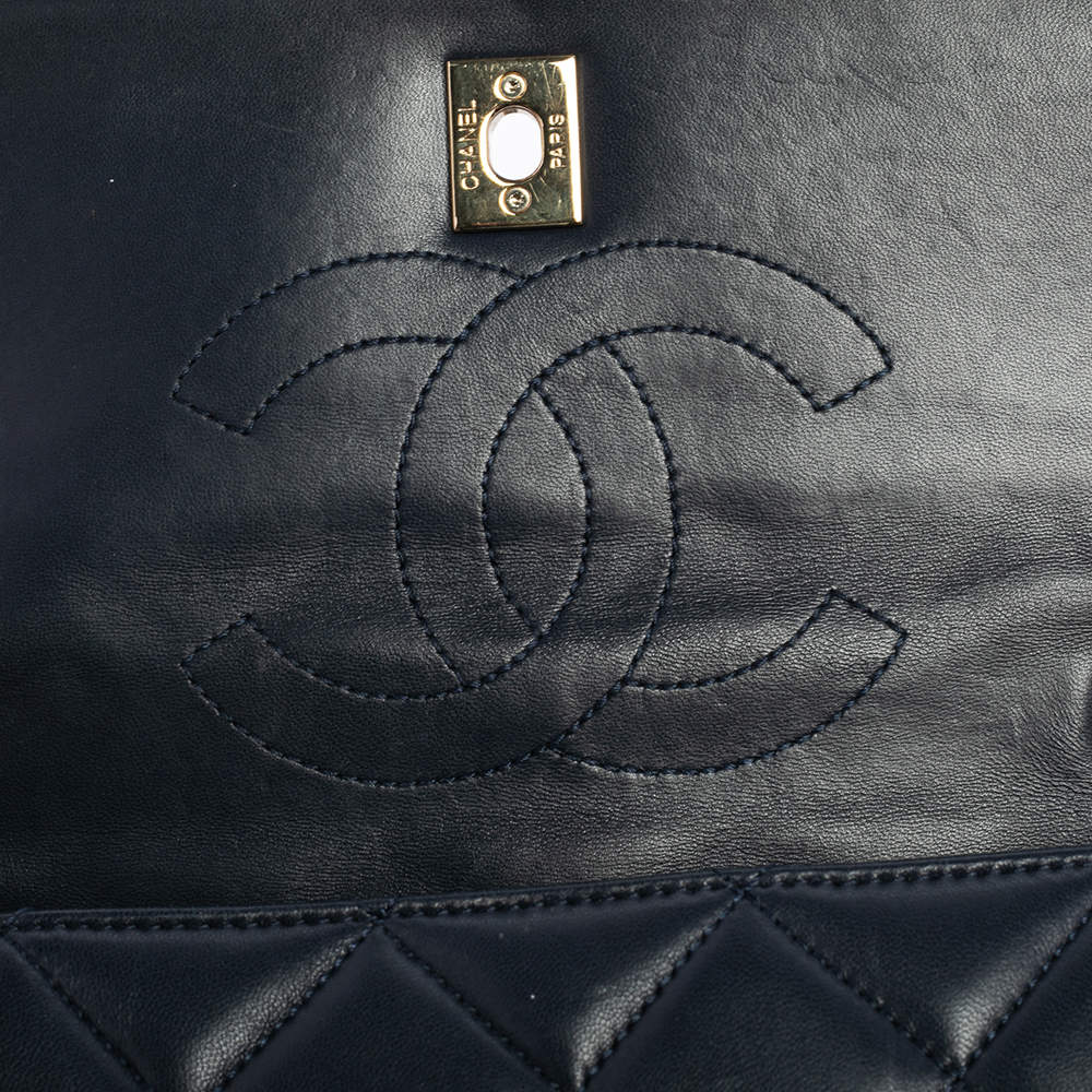 Chanel Navy Blue Quilted Lambskin Leather Small Trendy CC Flap Top Handle  Bag Chanel