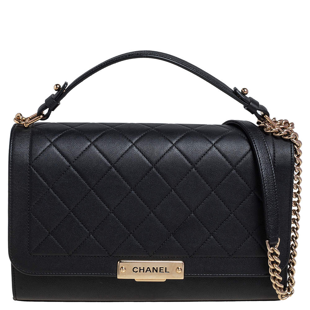 مملوكة مسبقًا Chanel Black Leather Large Label Click Flap Bag