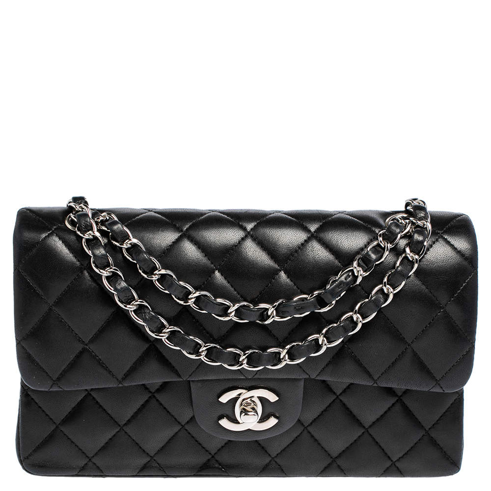 Chanel Black Quilted Lambskin Leather Small Classic Double Flap