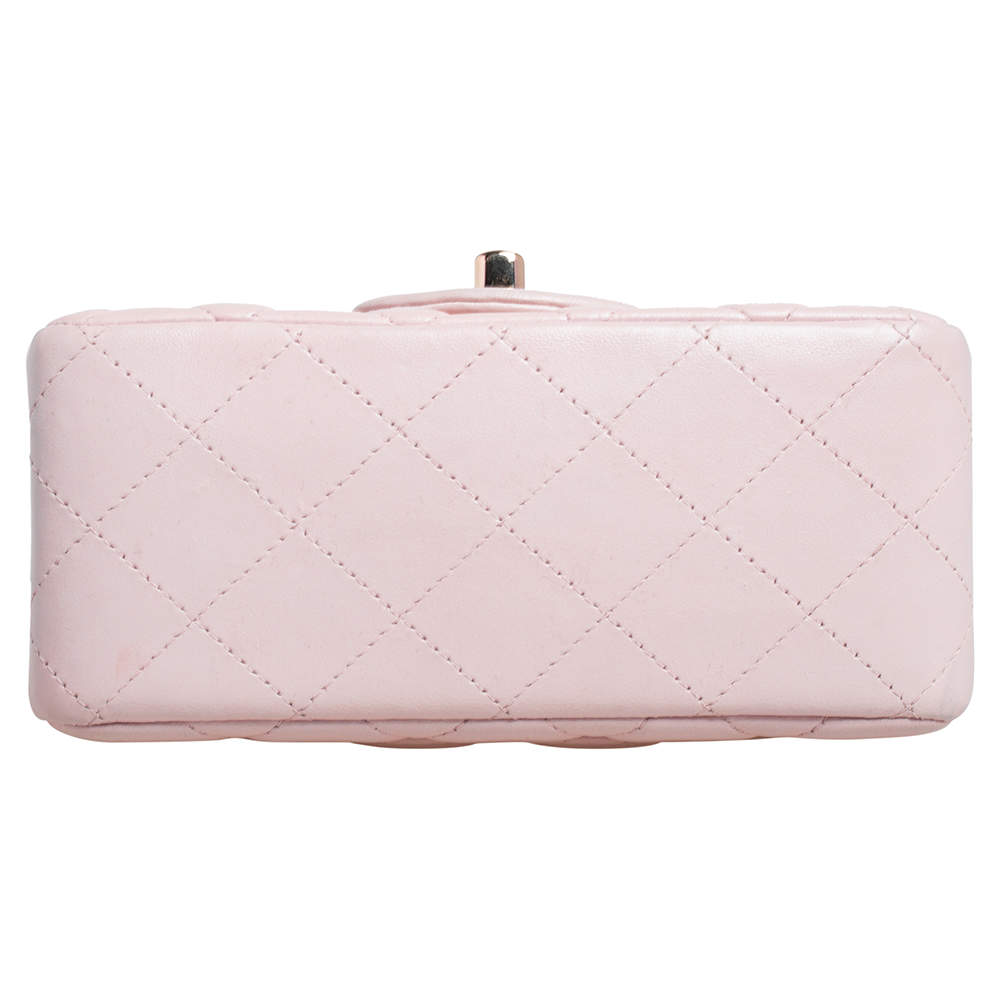 Chanel Pink Quilted Lambskin Leather Mini Square Classic Flap Bag Chanel