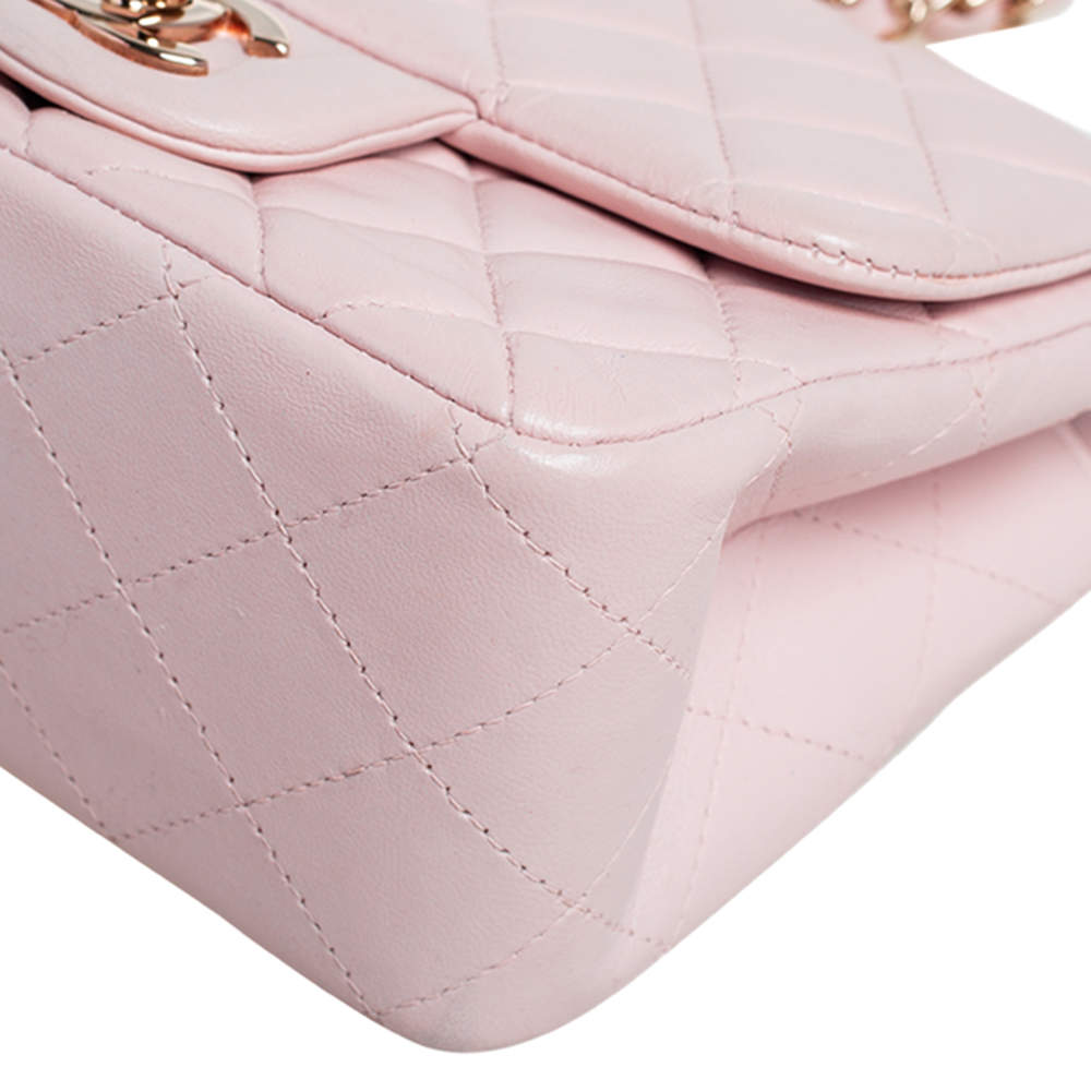 Chanel Pink Quilted Lambskin Leather Mini Square Classic Flap Bag