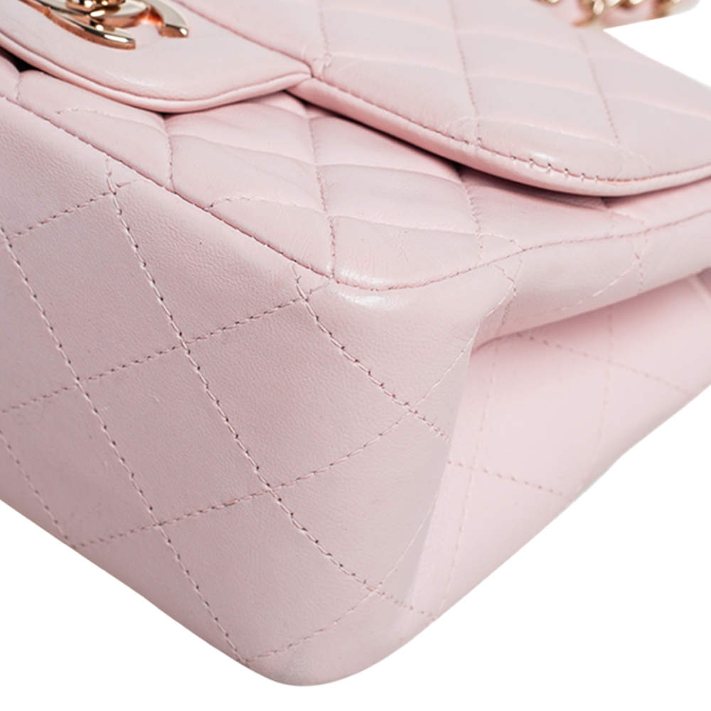 Chanel Pink Quilted Lambskin Leather Mini Square Classic Flap Bag Chanel