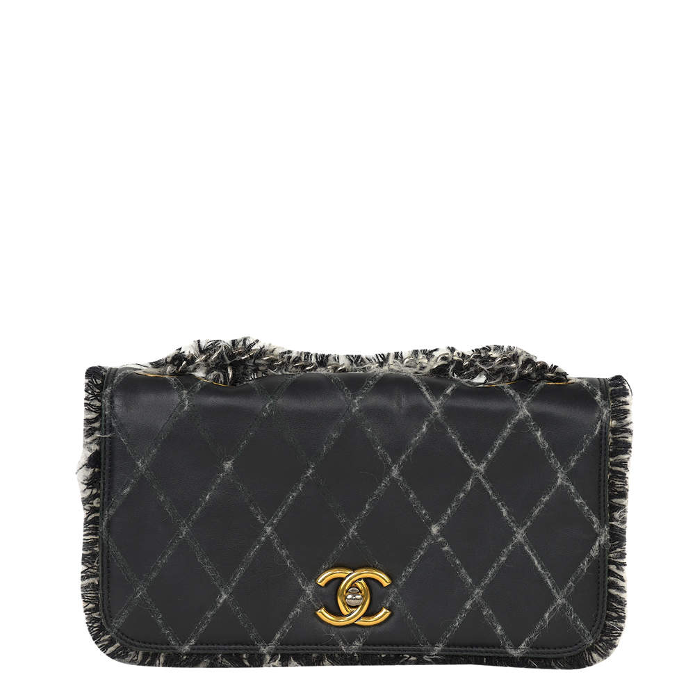 Pre Owned Chanel Black Lambskin Leather Flap Bag
