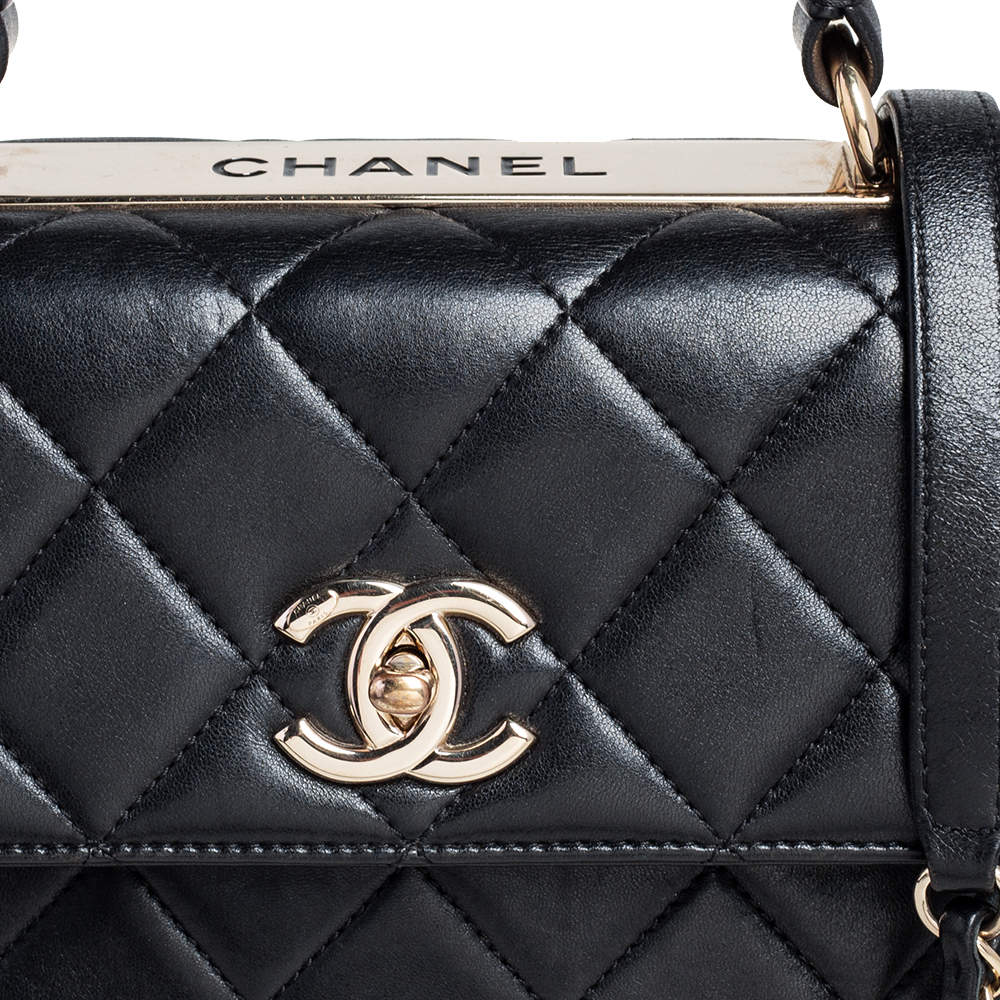 CHANEL Black Quilted Large Trendy CC Flap Bag with Top Handle