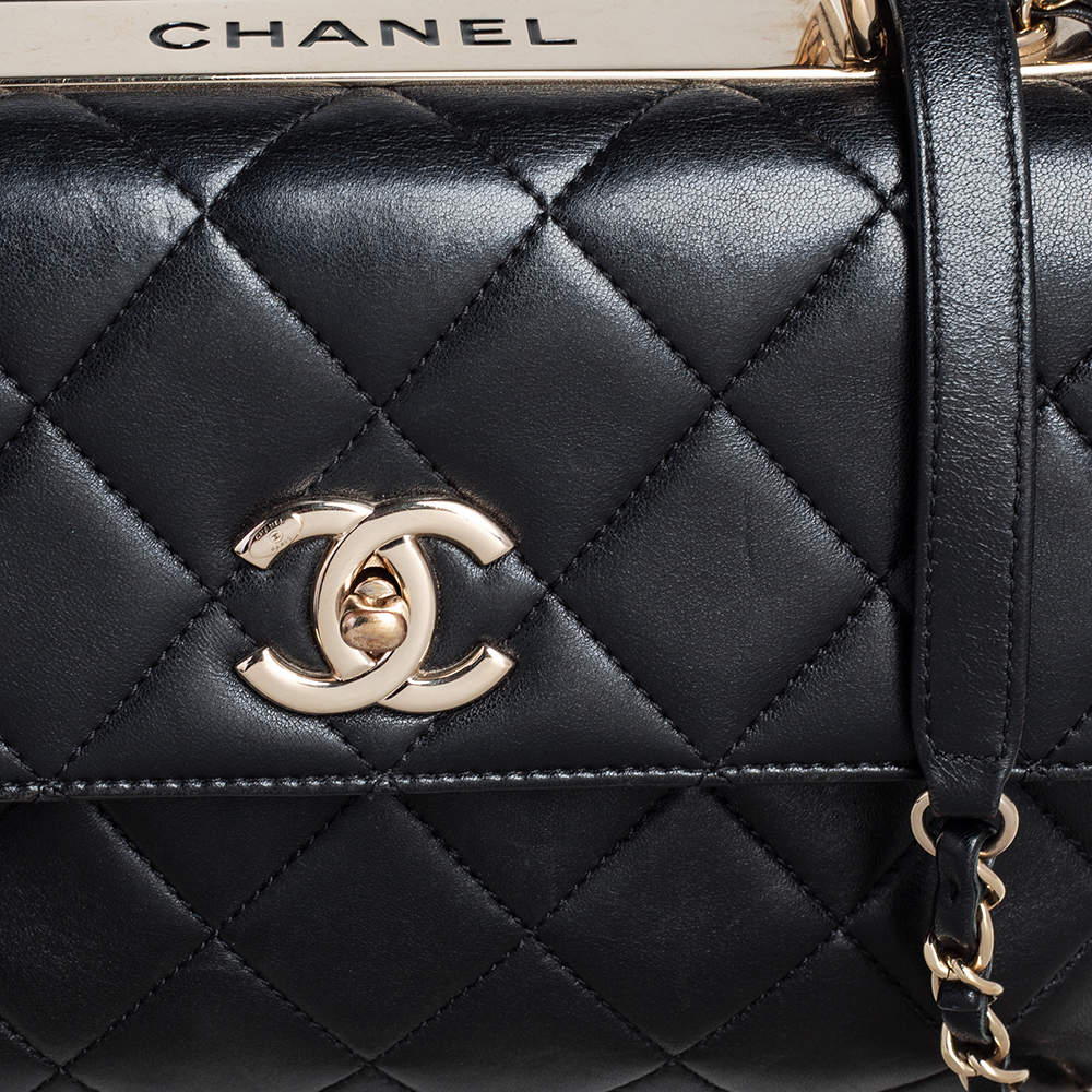 Chanel Black Quilted Lambskin Leather Small Trendy CC Flap Top Handle Bag