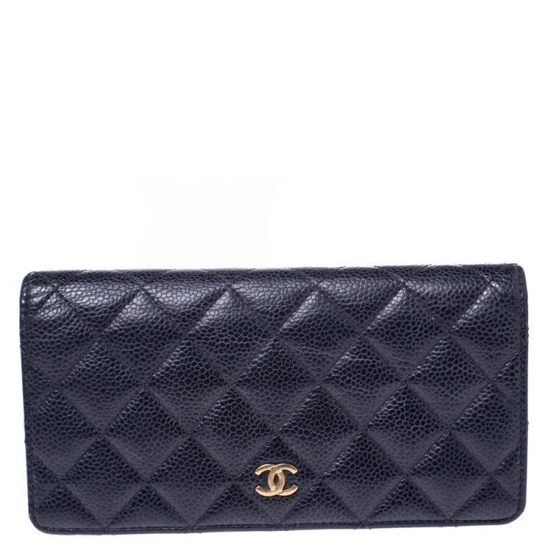 Chanel Purple Quilted Caviar Leather L Yen Continental Wallet