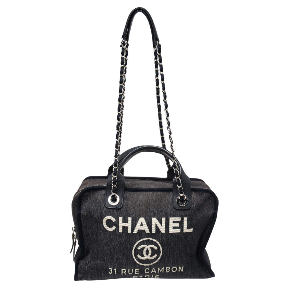 Chanel Blue Denim Deauville Bowling Bag