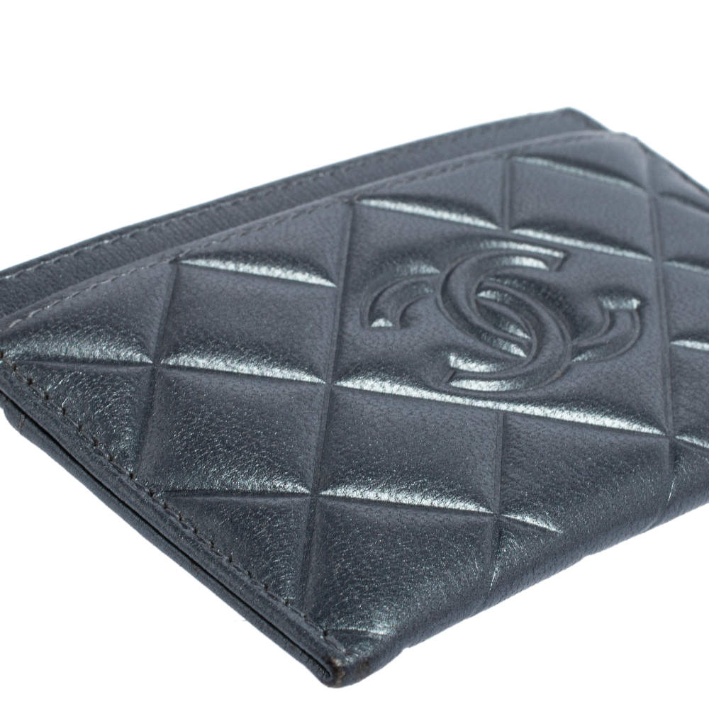Chanel Timeless card holder Silvery Leather ref.943907 - Joli Closet