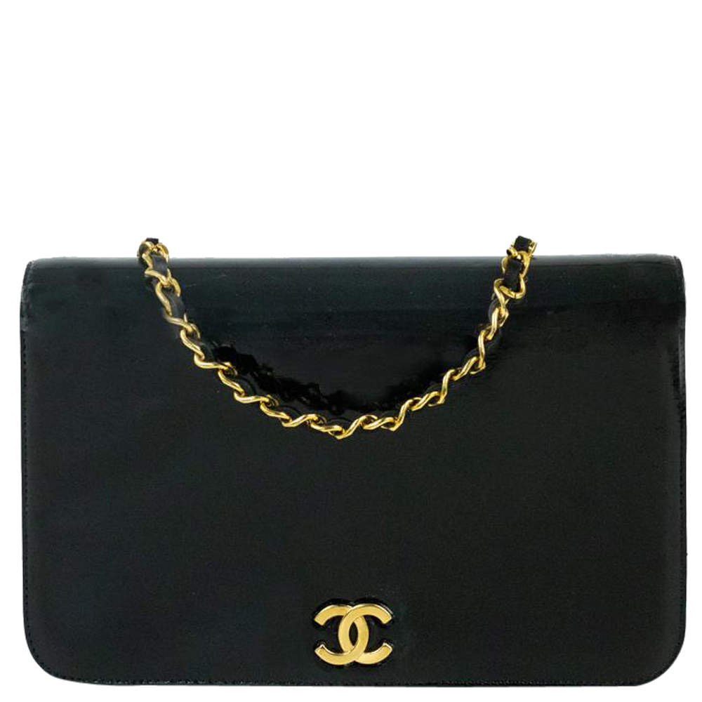 Chanel Black Patent Leather Vintage Flap Bag