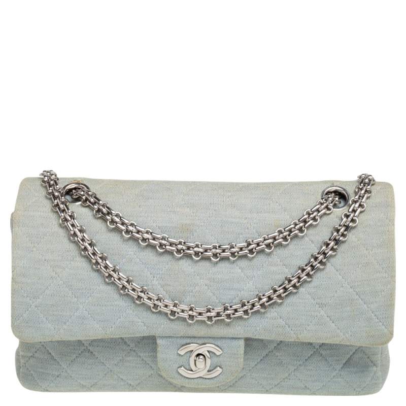 مملوكة مسبقًا حقيبة شانيل كلاسيك بقلاب مزدوج جلد مبطن بيج ميتاليك