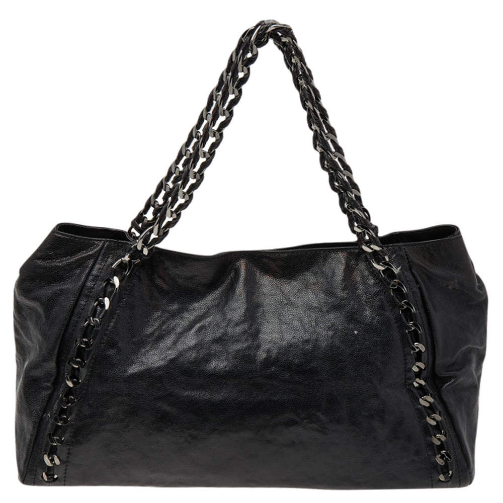 Chanel Black Leather Modern Chain Tote
