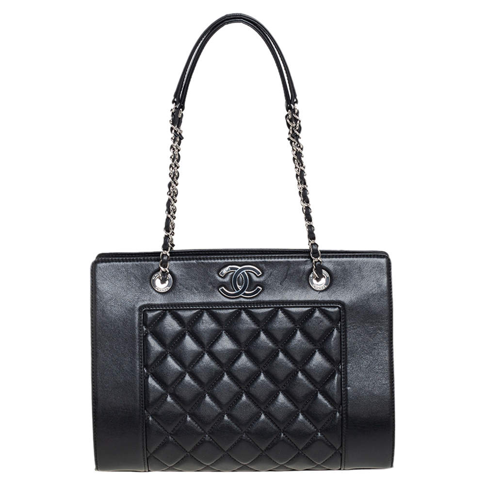 مملوكة مسبقًا Chanel Black Quilted Leather Mademoiselle Vintage Shopping Tote