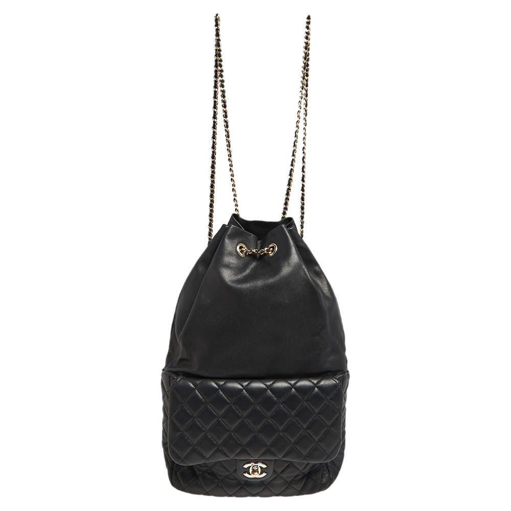 Pre Owned Chanel Black Quilted Leather Large Seoul Backpack