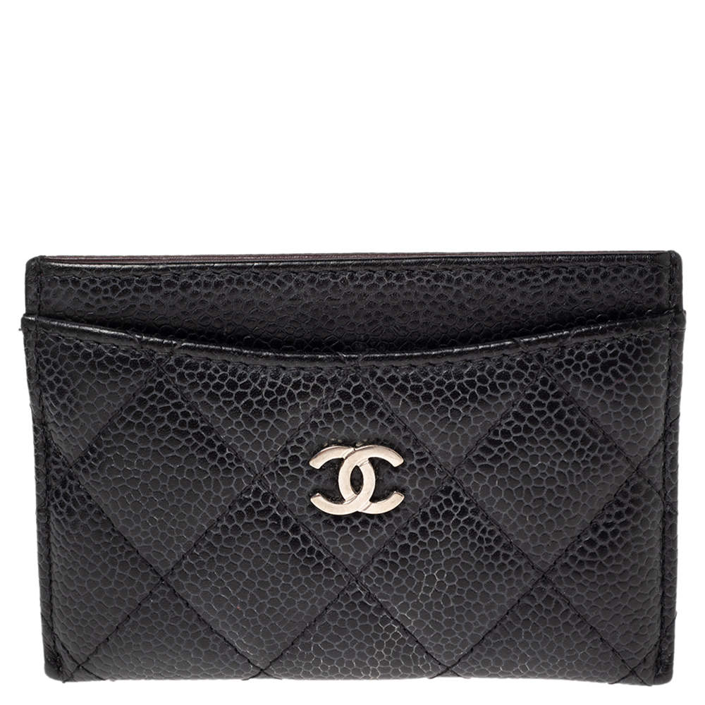 Chanel Black Quilted Leather CC Card Holder 