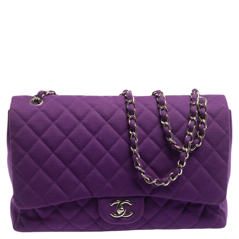 مملوكة مسبقًا Chanel Purple Quilted Jersey Maxi Classic Single Flap Bag