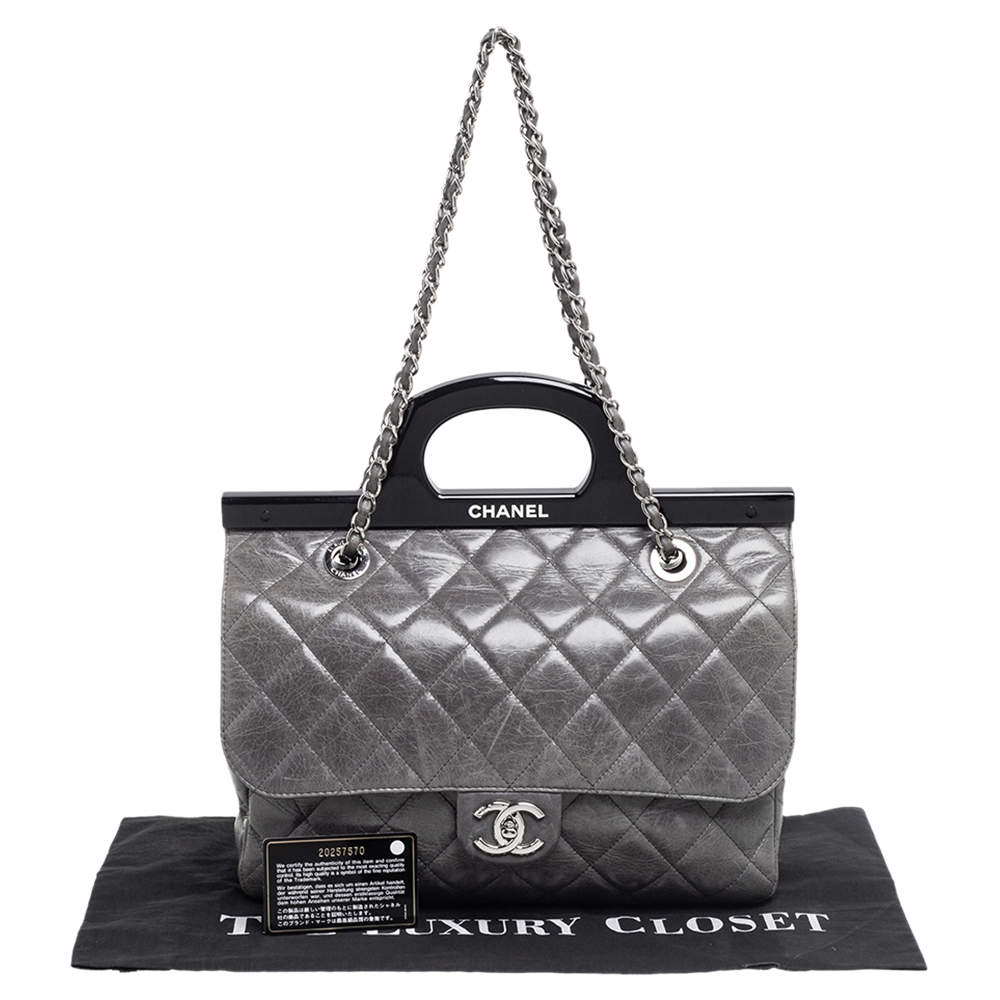 Chanel #94305 SMALL TOTE BAG, Black w/ silver gray interior