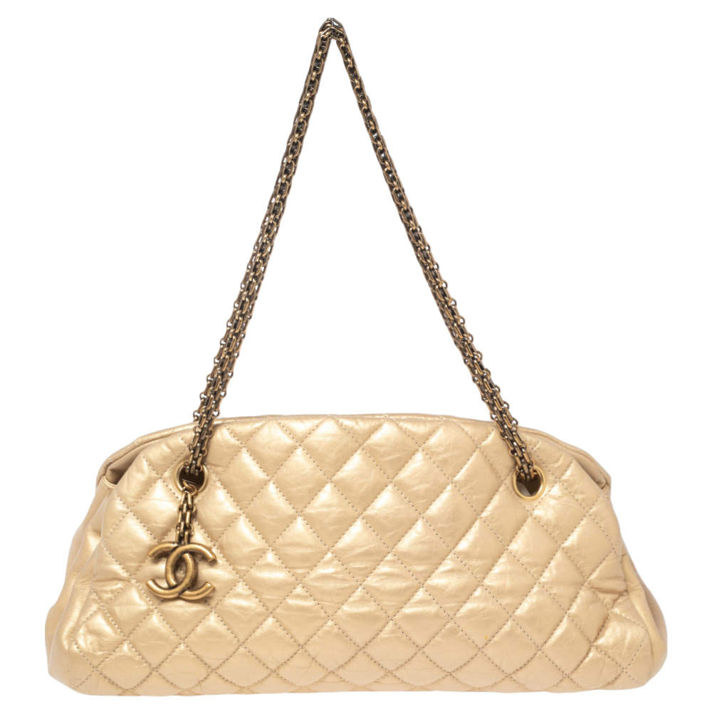 Chanel Metallic Gold Quilted Leather Small Just Mademoiselle