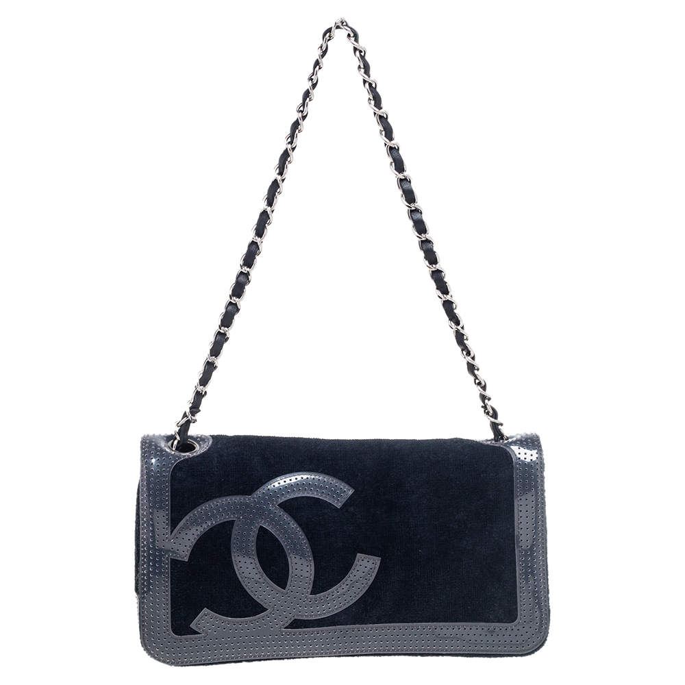 Chanel Terry Cloth CC Flap Bag - Blue Shoulder Bags, Handbags - CHA449754
