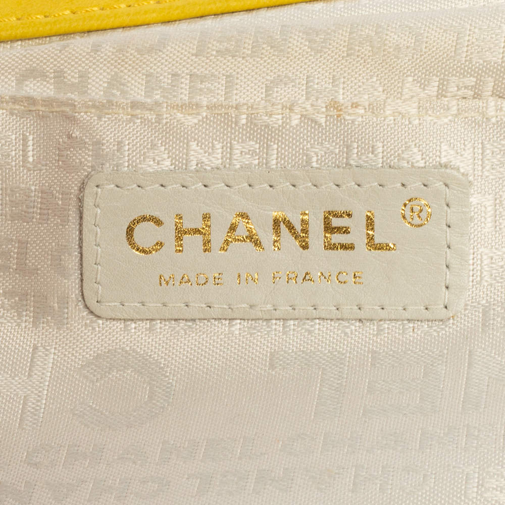 Chanel Yellow Leather Camellia Frame Clutch Chanel