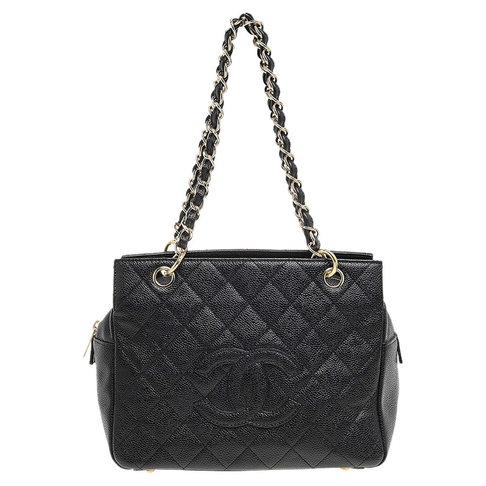 Chanel Black Caviar Quilted Leather CC Tote Chanel