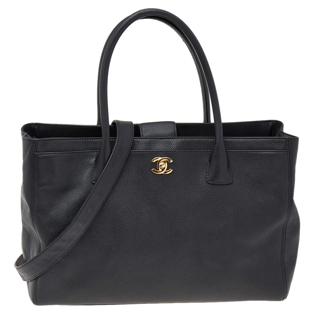 Chanel Black Leather Cerf Shopper Tote