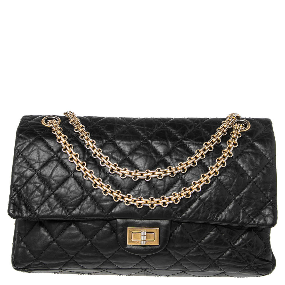 Chanel Black Quilted Aged Leather Reissue 2.55 Classic 226 Flap Bag ...