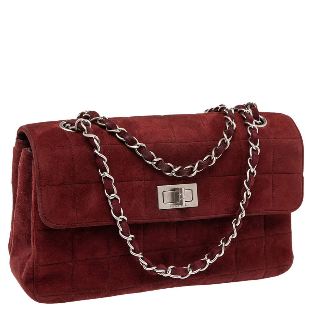 Chanel Red Chocolate Bar Suede 2.55 Reissue Multi-pocket Single Flap Bag
