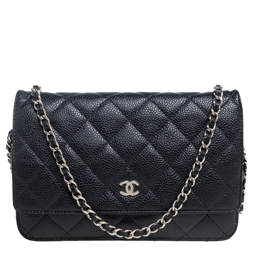 Pre Owned محفظة بسلسلة شانيل كلاسيكية جلد وردية فاتحة