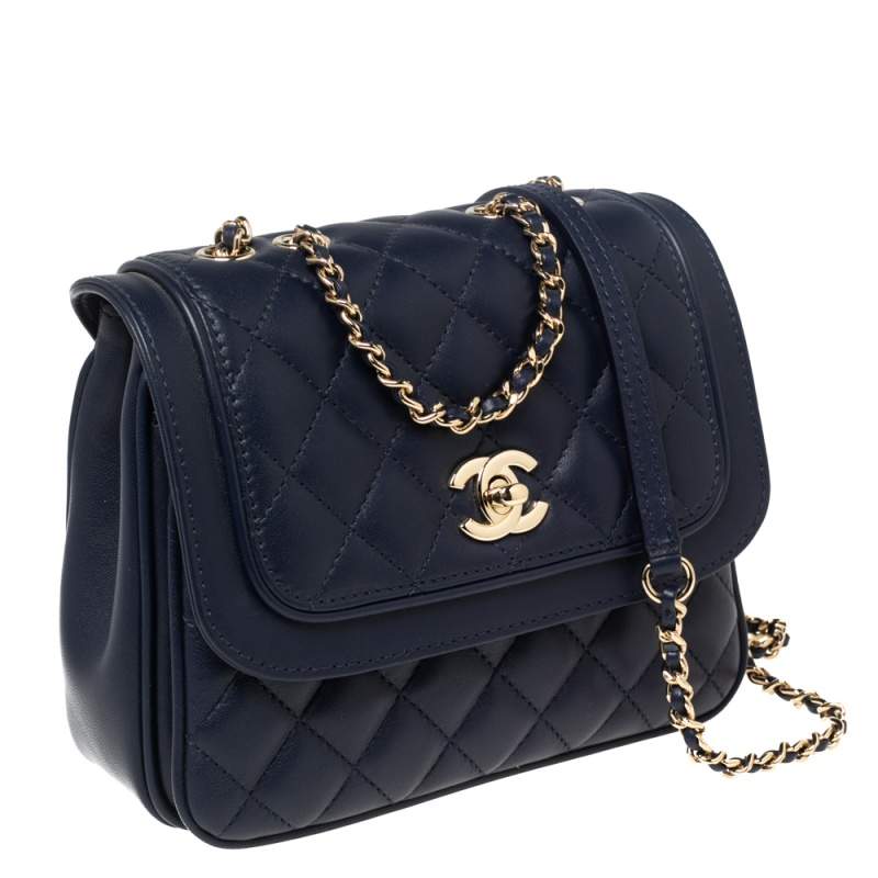 Chanel Blue Leather CC Lovely Day Square Flap Crossbody Bag Chanel