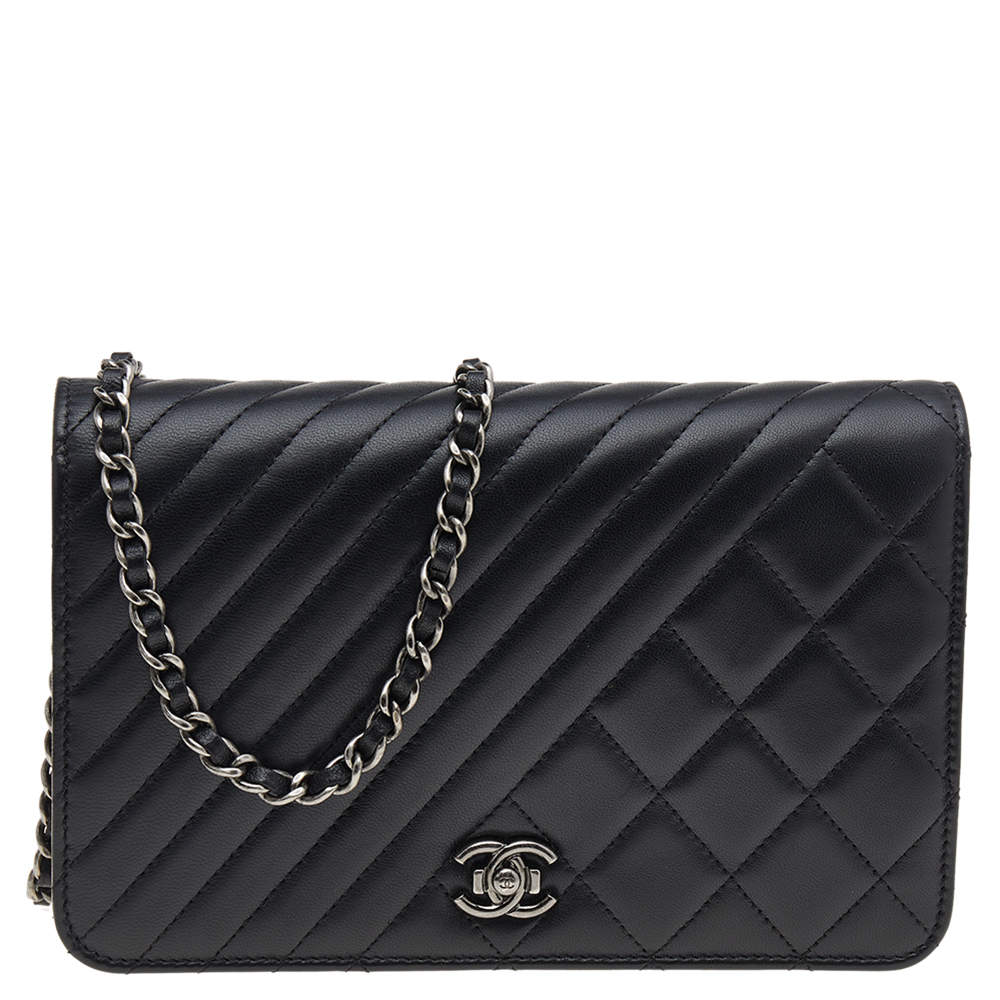 Chanel Black Quilted Leather Coco Boy Flap WOC Bag