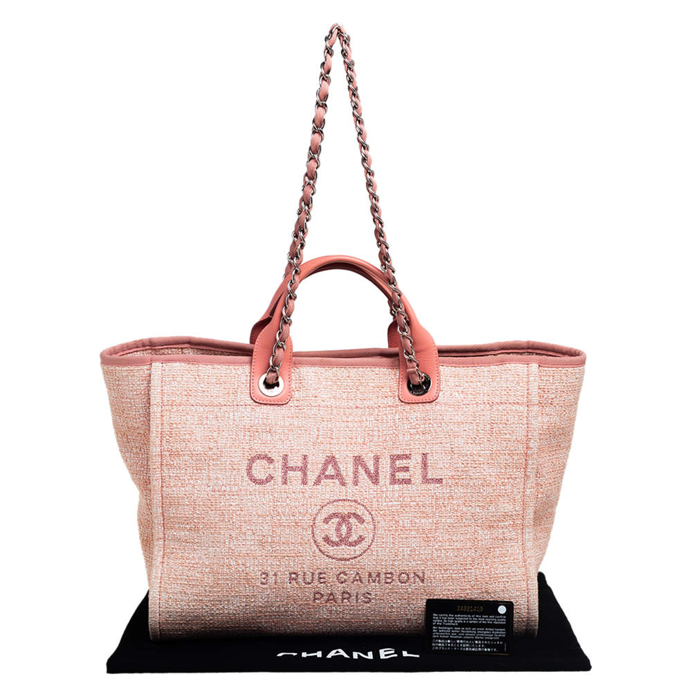 CHANEL CHANEL Deauville GM 2way chain Tote Bag canvas Beige Used Women GHW  CC Coco