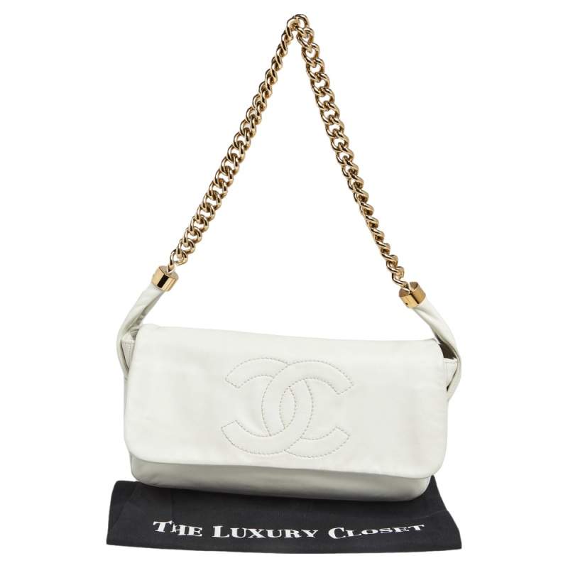 Chanel White Leather Rodeo Drive Flap Bag Chanel
